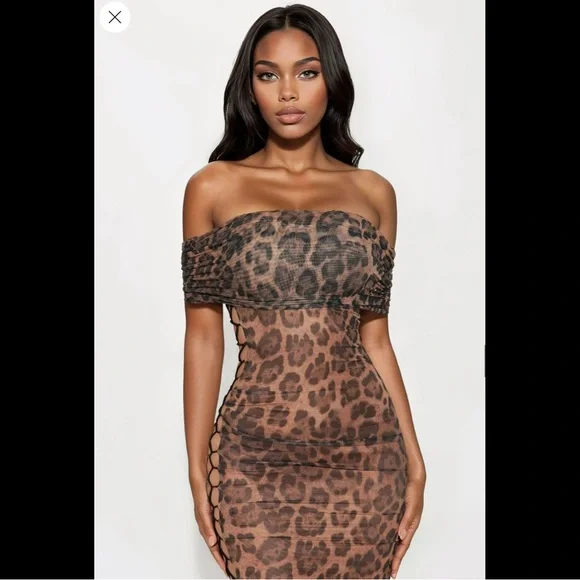 Fashion Nova Strapless Leopard Dress - Picture 3 of 3